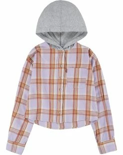 Levi's® Kids Hooded Button-Up Flannel Shirt (Big Kids) | Shirts & Tops