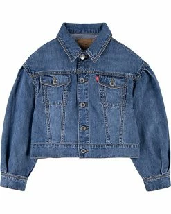 Levi's® Kids Pleated Sleeve Denim Trucker Jacket (Big Kids) | Coats & Outerwear